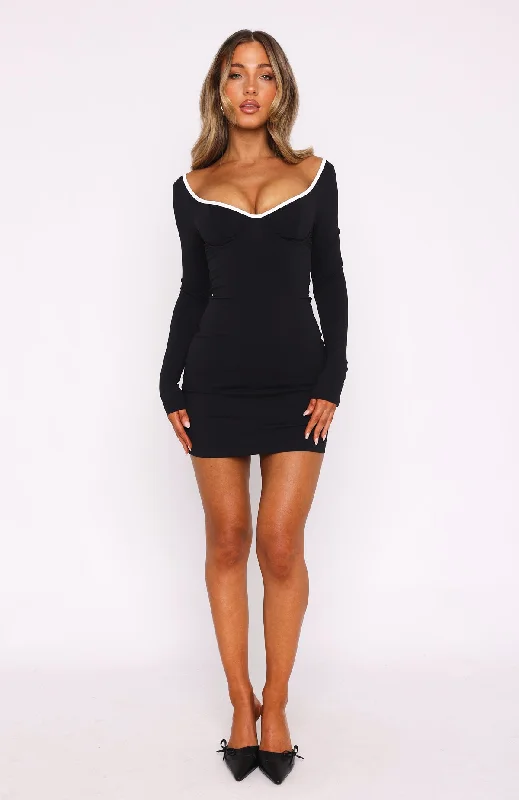 Follow You There Long Sleeve Mini Dress Black