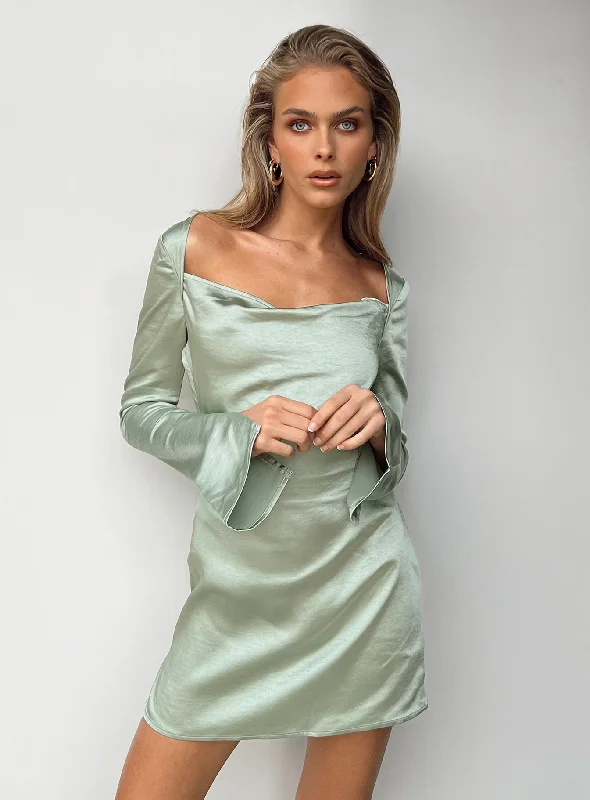 Maia Long Sleeve Mini Dress Green