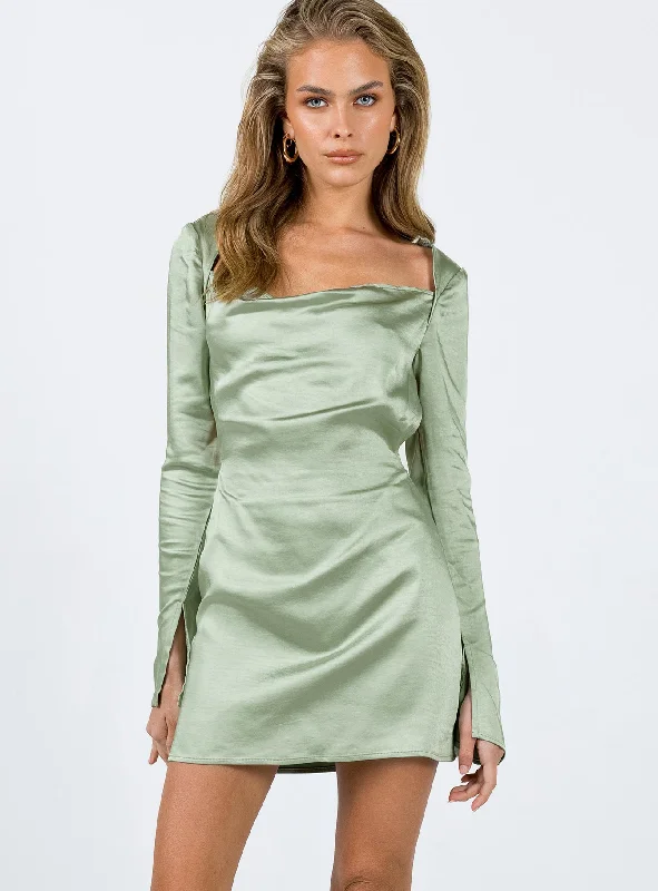 Maia Long Sleeve Mini Dress Green