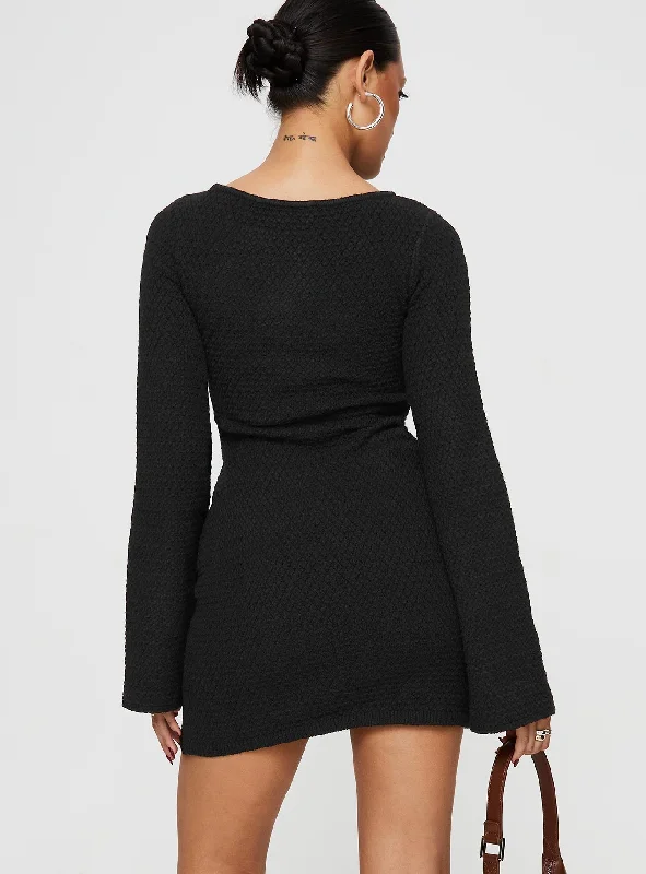 Malcalm Long Sleeve Mini Dress Black