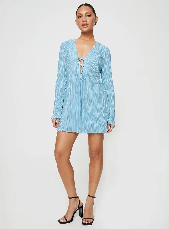 Malop Long Sleeve Mini Dress Blue