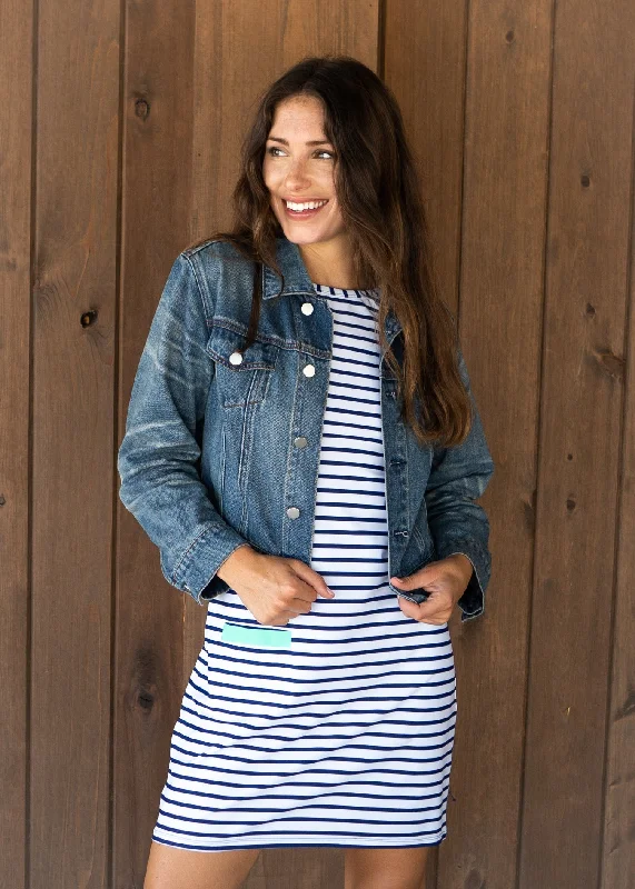 Navy Stripe Cabana Shift Dress