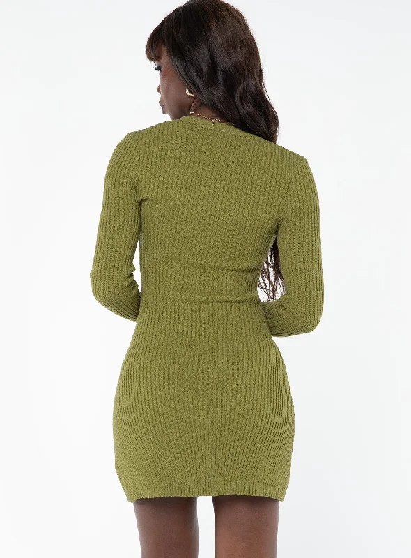 Waldin Long Sleeve Mini Dress Olive