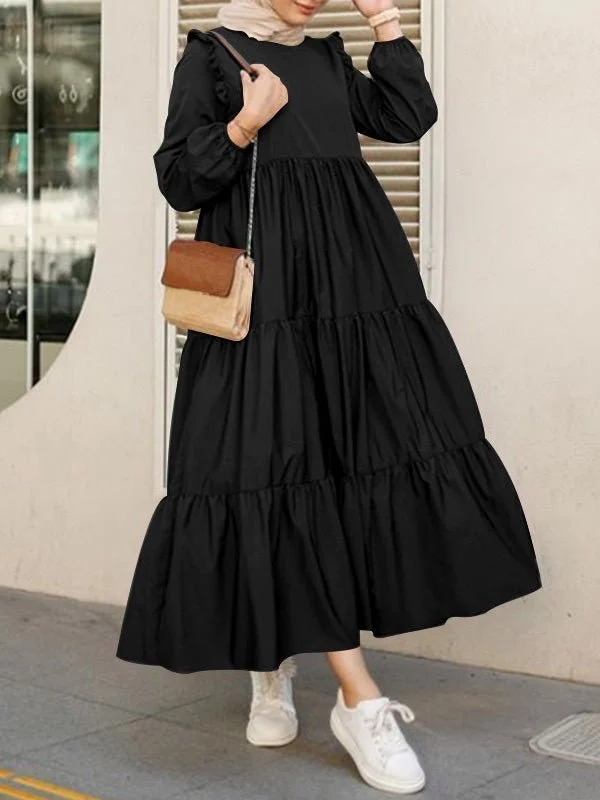 Women's Dresses Round Neck Long Sleeve Casual Dress