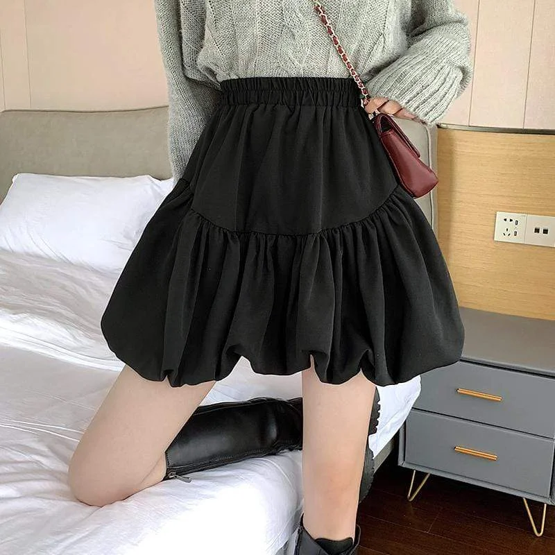 Women's Kawaii Ruched Bubble Short Skirt