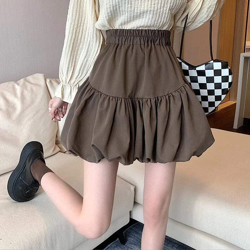 Women's Kawaii Ruched Bubble Short Skirt