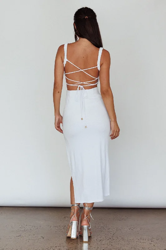 Cosmic Love Strappy Back Midi Dress White