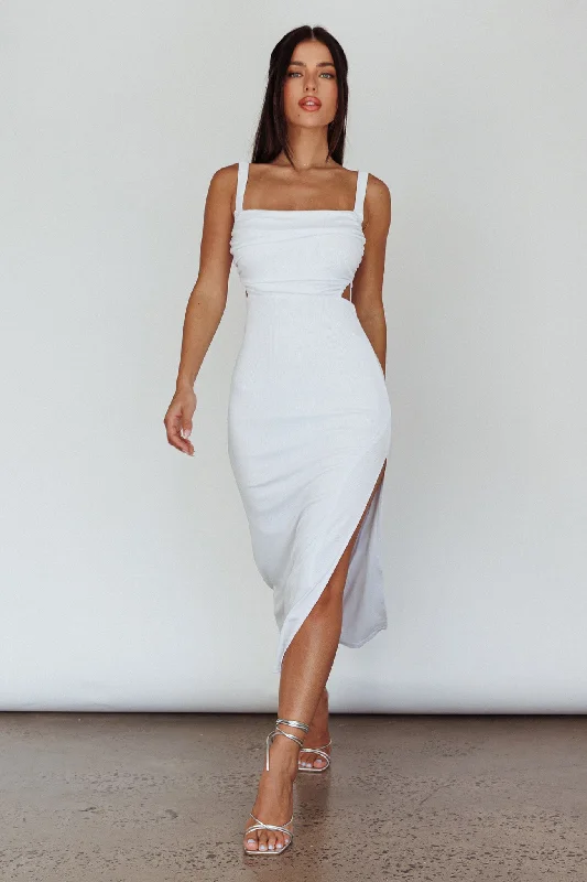 Cosmic Love Strappy Back Midi Dress White