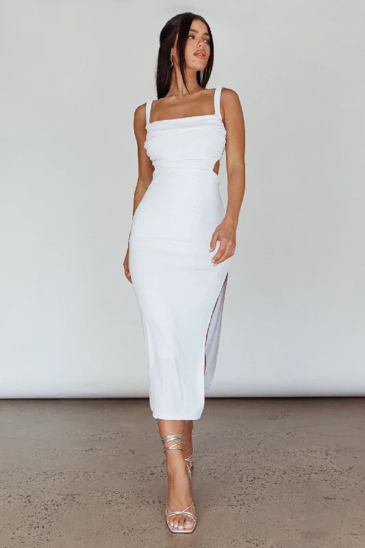 Cosmic Love Strappy Back Midi Dress White