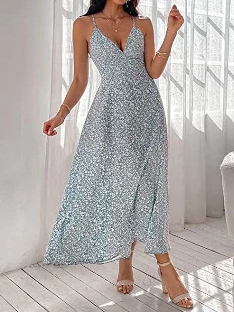 Dresses Printed Sling Bare Back Sleeveless Dress for Women