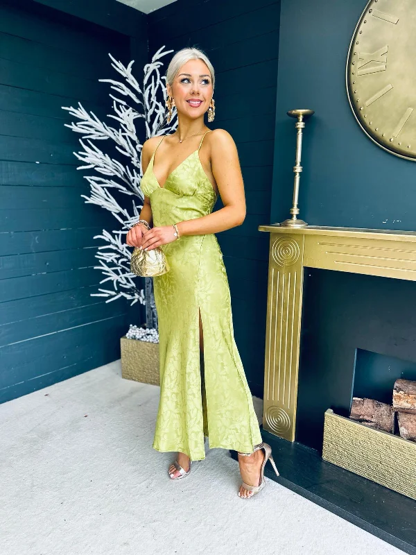 Glinda Slinky Midi Dress Green