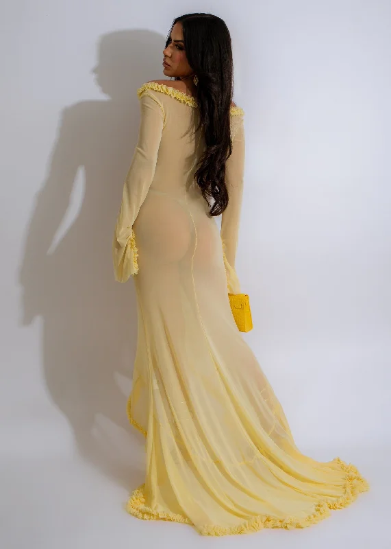 Make Me Crazy Mesh Maxi Dress Yellow