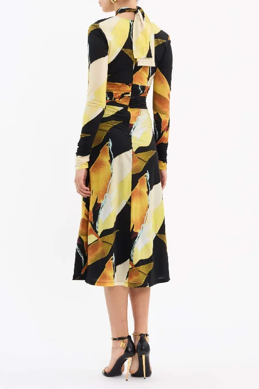 PETALS OF PARADISE LONG SLEEVE MIDI DRESS