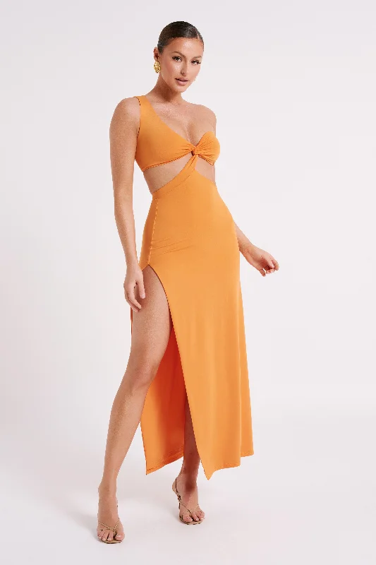 Solana One Shoulder Maxi Dress - Orange