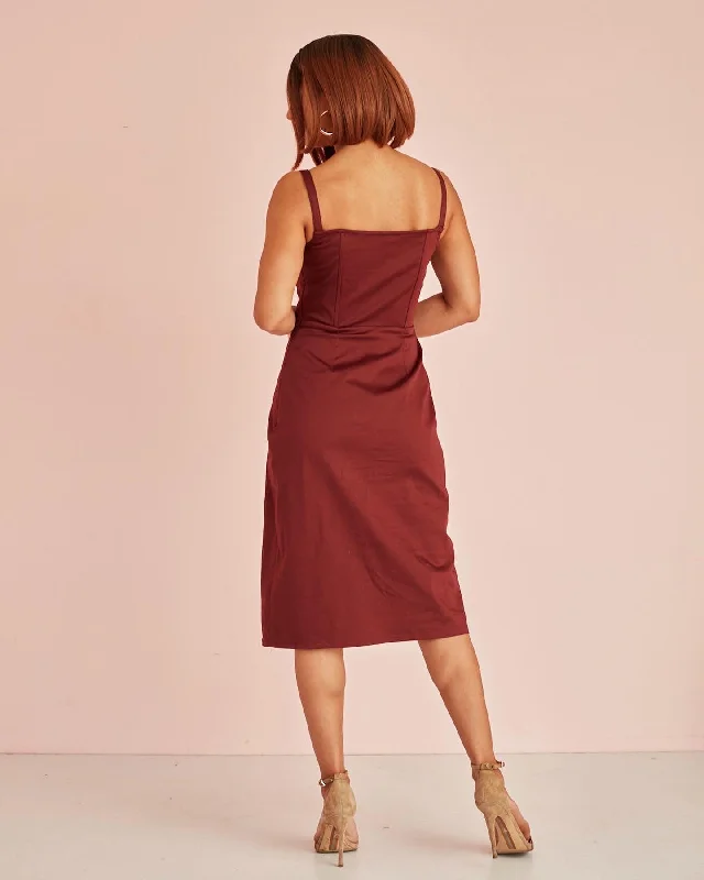 Tiana Burgundy Column Dress