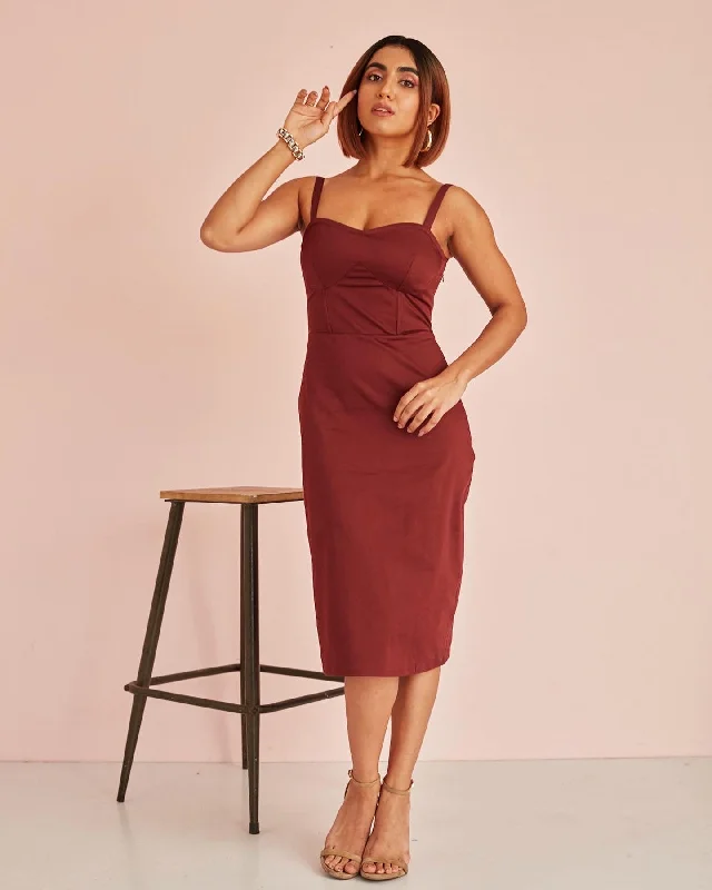 Tiana Burgundy Column Dress