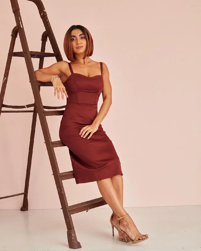 Tiana Burgundy Column Dress