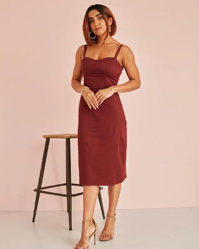 Tiana Burgundy Column Dress