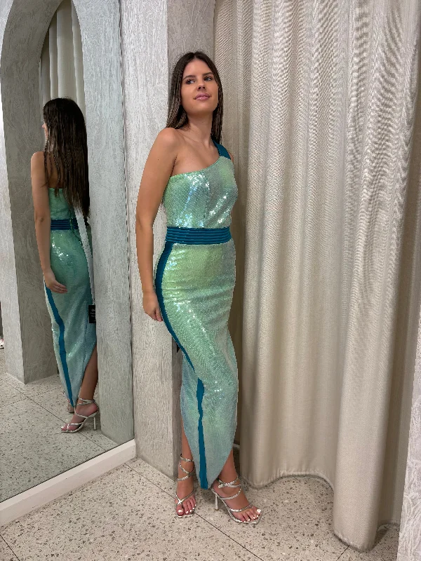 Video Wars Gown - Aqua/ Kiwi