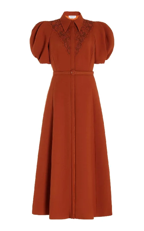 Billy Dress in Red Clay Double-Face Wool Crepe