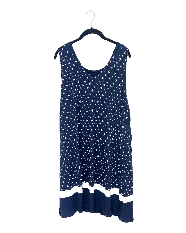 Blue and White Floral Lounge Dress - 1X