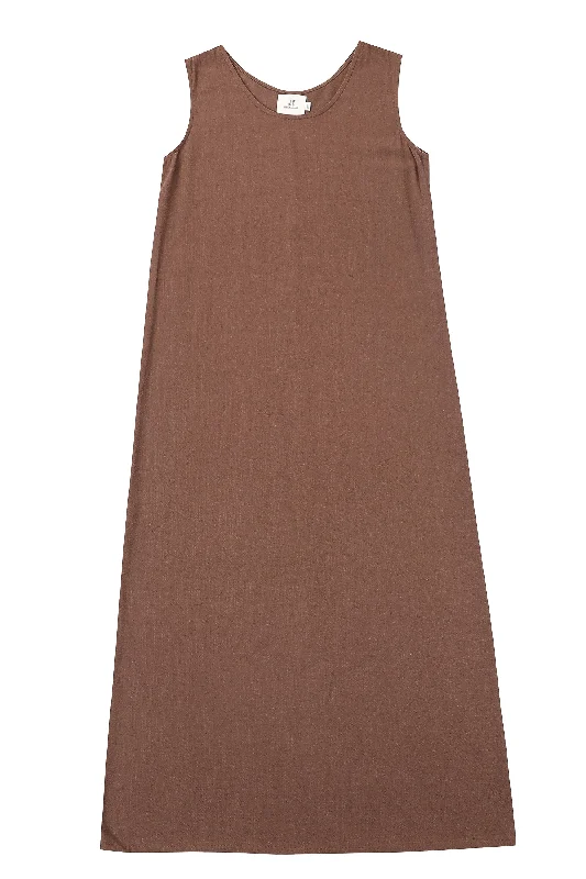 Brown Linen Shift Dress