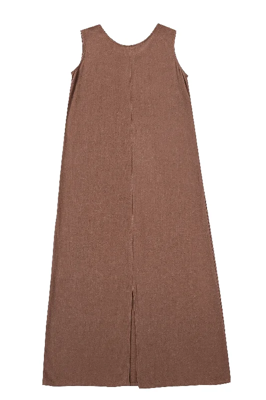 Brown Linen Shift Dress