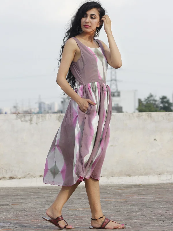 Naaz Lilac Pink Olive White Tie Dye Dress With Jacket - DS22F001