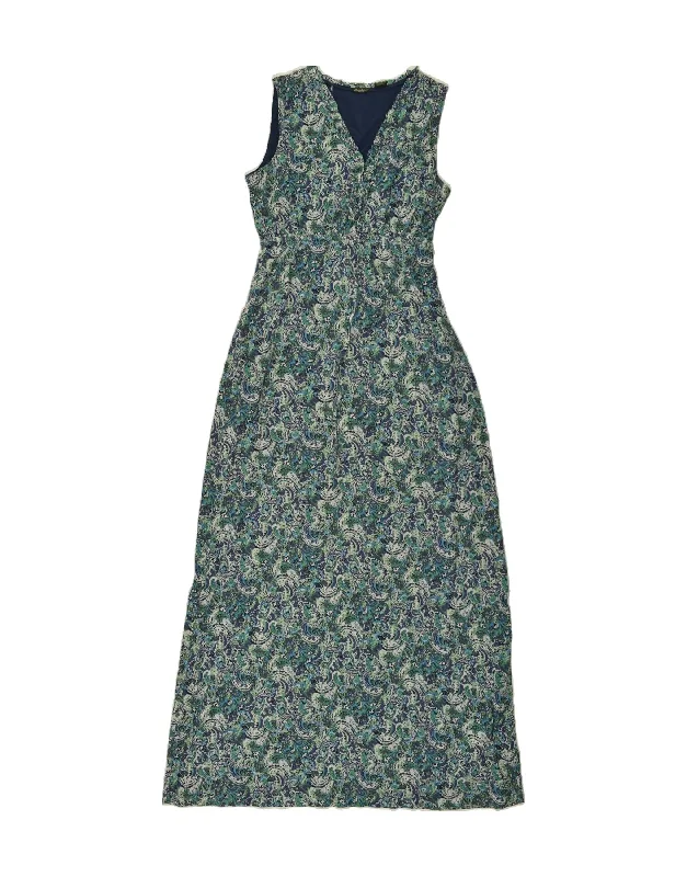 EDDIE BAUER Womens Sleeveless Maxi Dress US 6 Medium Green Paisley Cotton