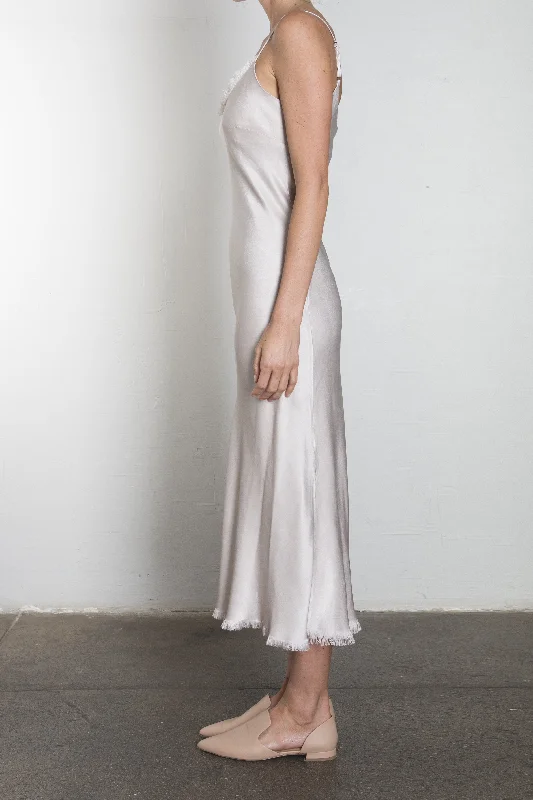 Farrah Slip Dress in Vintage Satin - Parchment