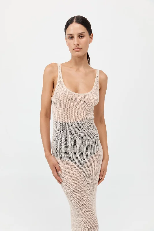 Fine Crochet Tank Dress - Sand