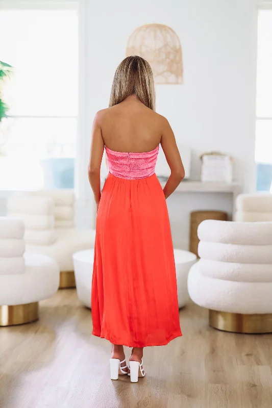 Giving Vibes Maxi Dress - Pink and Red