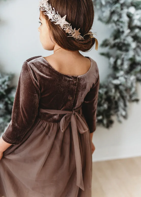 Gracie Tulle Dress (mocha velvet) PREORDER