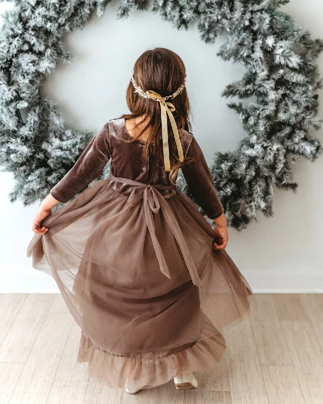 Gracie Tulle Dress (mocha velvet) PREORDER