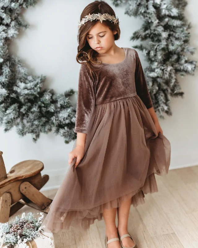 Gracie Tulle Dress (mocha velvet) PREORDER