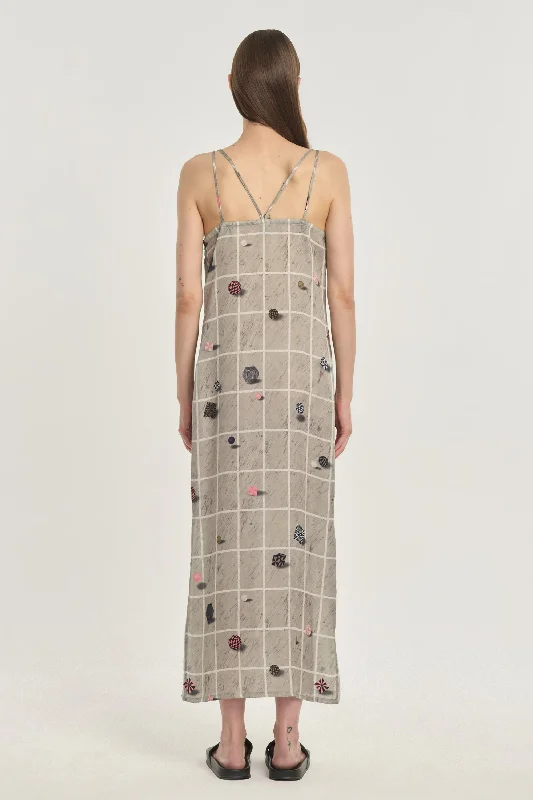 Grey printed georgette slip dress