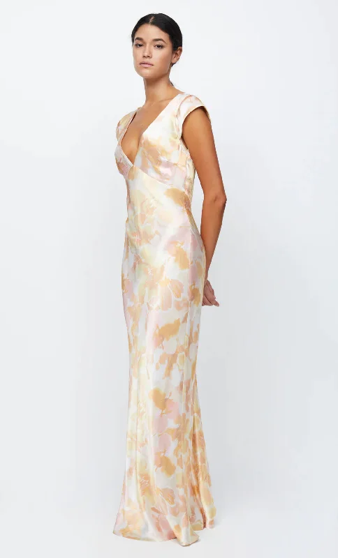 Indi V Satin Maxi Dress - Floral Haze