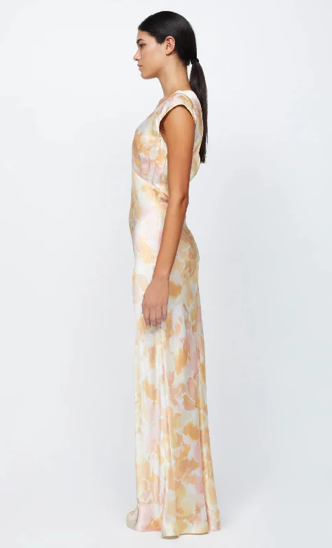 Indi V Satin Maxi Dress - Floral Haze