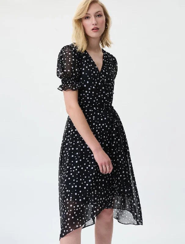 J.R 231200 Puff Sleeve Polka Dot Dress