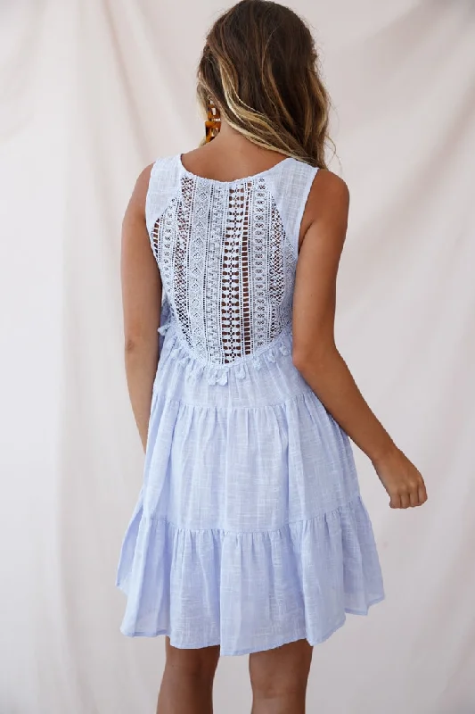 Jada Sleeveless Crochet and Tassel Kaftan Dress Lavender