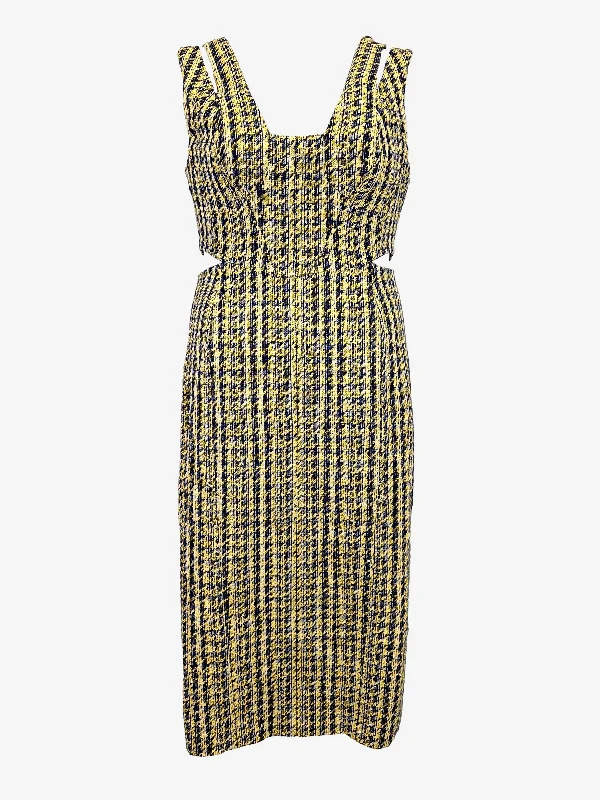 Karen Millen Preppy Tweed Cut Out Midi Dress Size 12