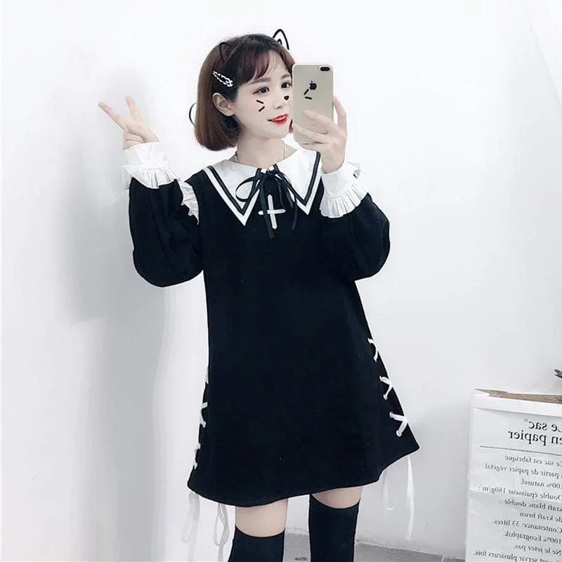 Kawaii Lacing Peter Pan Collar Dress