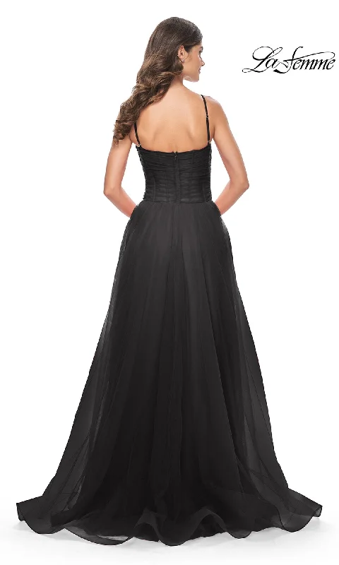 La Femme Sheer-Waist Long Prom Ball Gown 32017