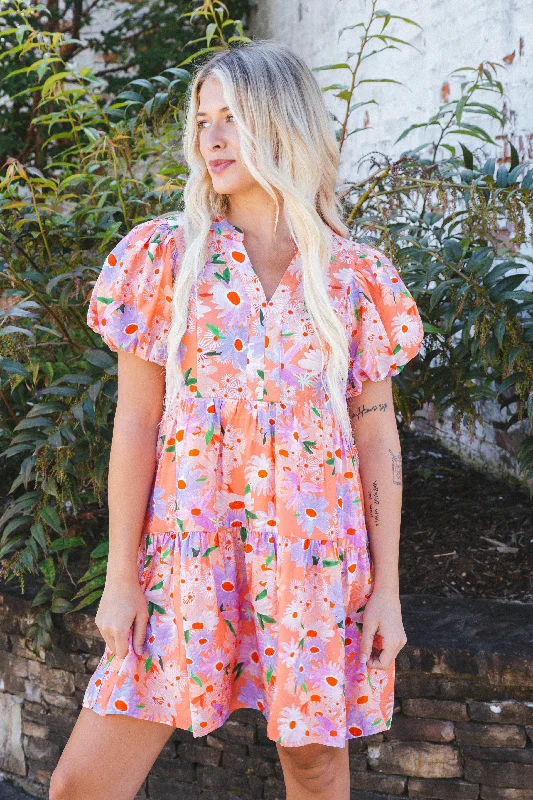 Lara Floral Dress, Apricot