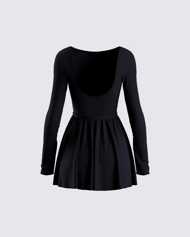 Leen Black Low Back Mini Dress