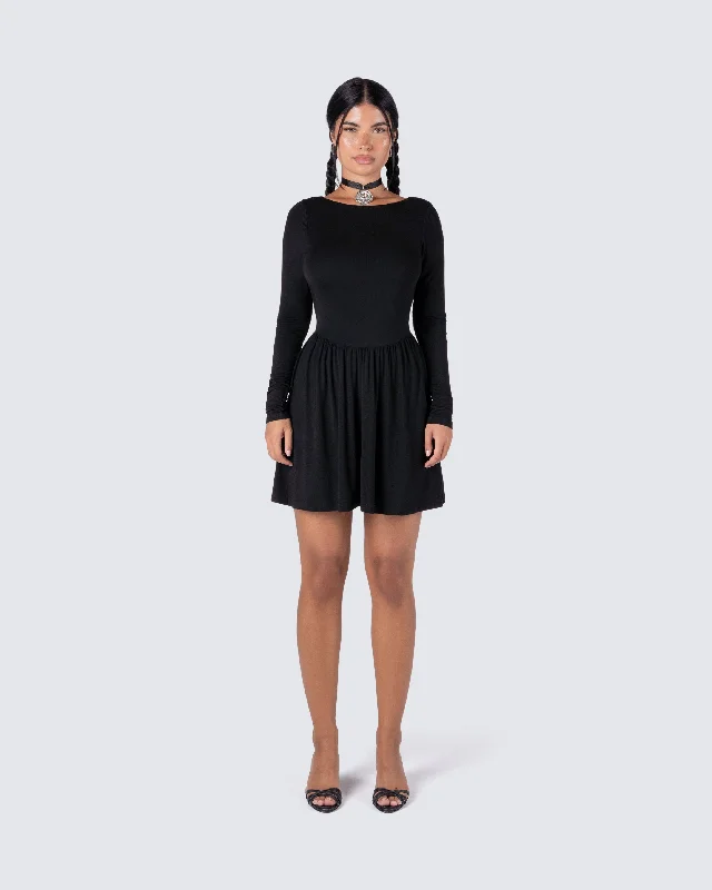 Leen Black Low Back Mini Dress