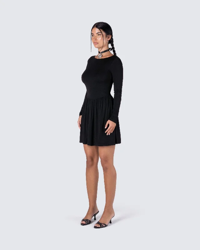 Leen Black Low Back Mini Dress