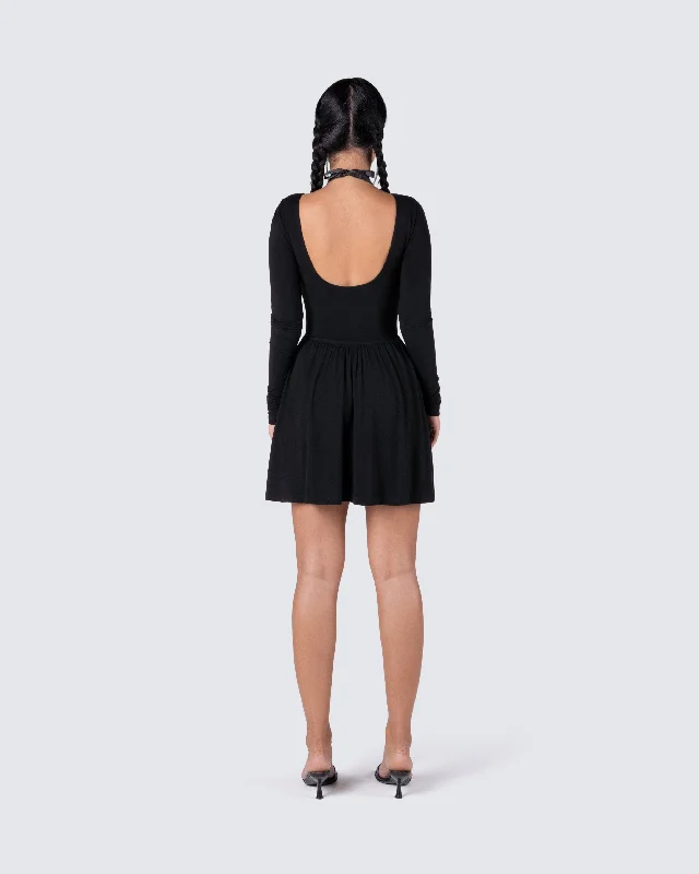 Leen Black Low Back Mini Dress