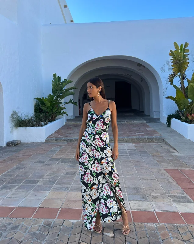 Mariah Wrap Dress In White & Black Floral