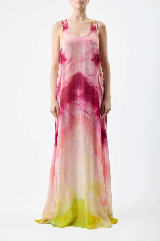 Niki Dress in Multi Tie Dye Cashmere